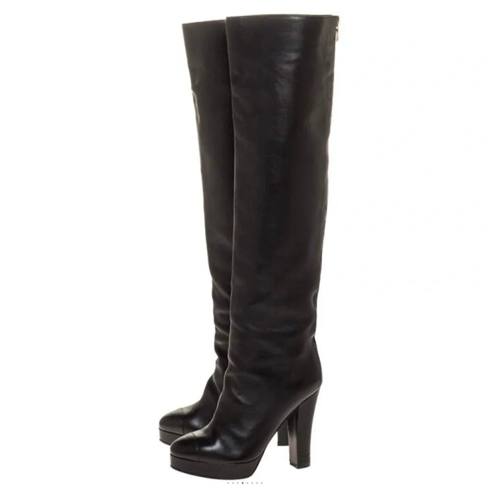 Chanel Cap Toe Over the Knee Platform Boots - Picture 3 of 16